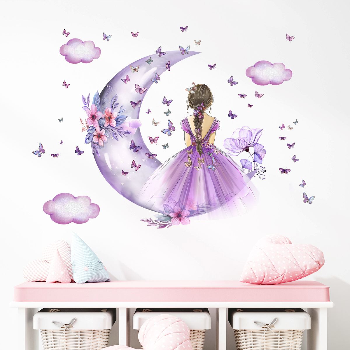Décoration Murale - PrincesseSticker™ - Lune Mauve - GemNestBaby