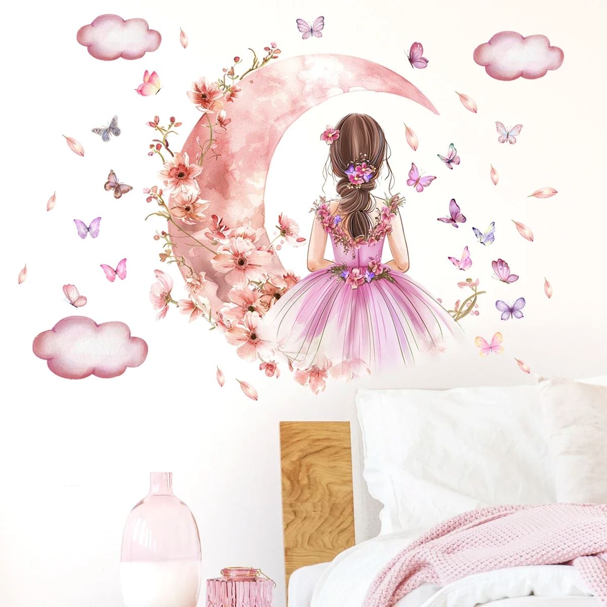 Décoration Murale - PrincesseSticker™ - Lune Rose - GemNestBaby