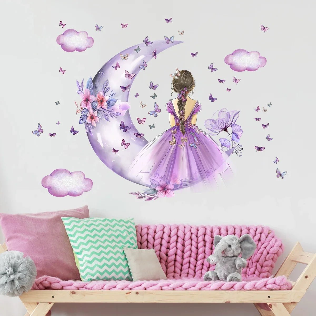 Décoration Murale - PrincesseSticker™ - Lune Mauve - GemNestBaby