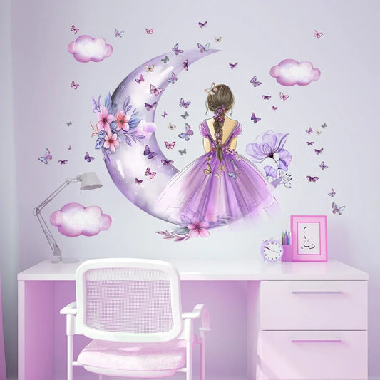 Décoration Murale - PrincesseSticker™ - Lune Mauve - GemNestBaby