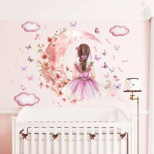Décoration Murale - PrincesseSticker™ - Lune Rose - GemNestBaby