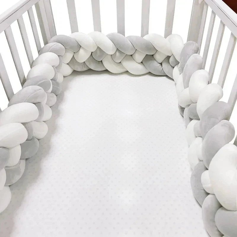 Tour de Lit Bebe - CozyKnot™ - Blanc Gris - GemNestBaby