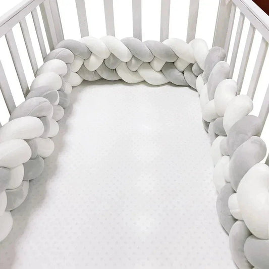 Tour de Lit Bebe - CozyKnot™ - Blanc Gris - GemNestBaby